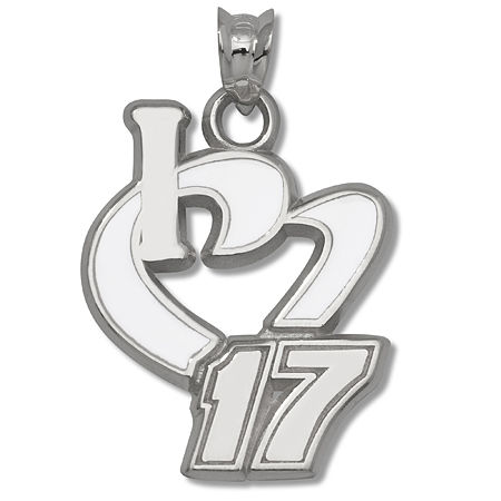 14k White Gold Matt Kenseth #17 'I Heart 17' Nascar Heart Pendant