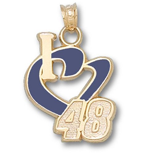 10k Yellow Gold Jimmie Johnson #48 'I Heart 48' Nascar Heart Pendant