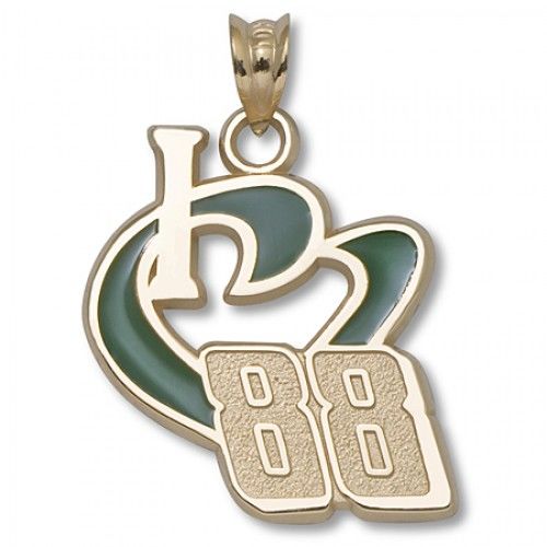 10k Yellow Gold Dale Earnhardt, Jr. #88 'I Heart 88' Nascar Heart Pendant