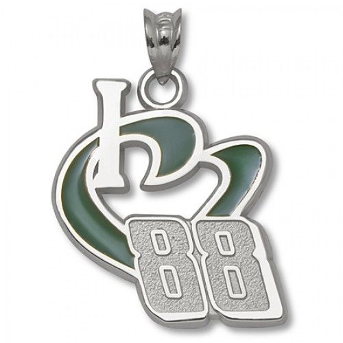 Sterling Silver Dale Earnhardt, Jr. #88 'I Heart 88' Nascar Heart Pendant