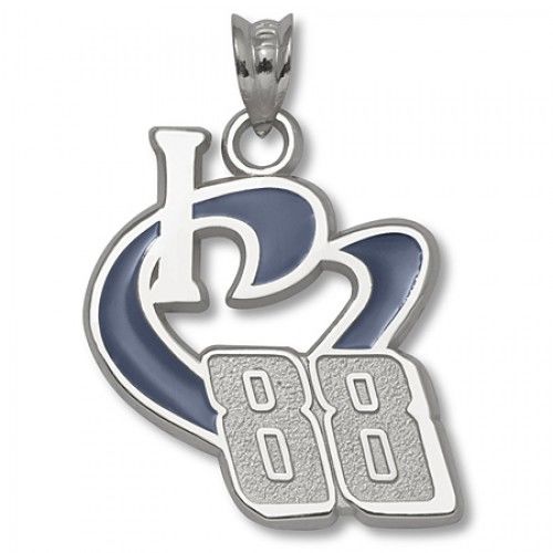 10k White Gold Dale Earnhardt, Jr. #88 'I Heart 88' Nascar Heart Pendant