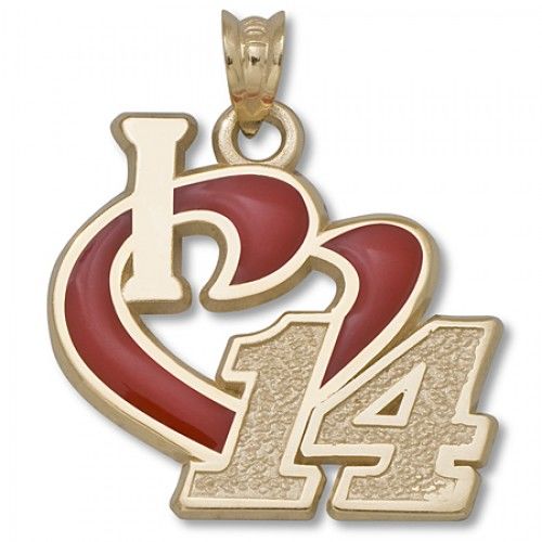 14k Yellow Gold Tony Stewart #14 'I Heart 14' Nascar Heart Pendant