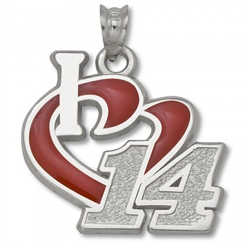 14k White Gold Tony Stewart #14 'I Heart 14' Nascar Heart Pendant