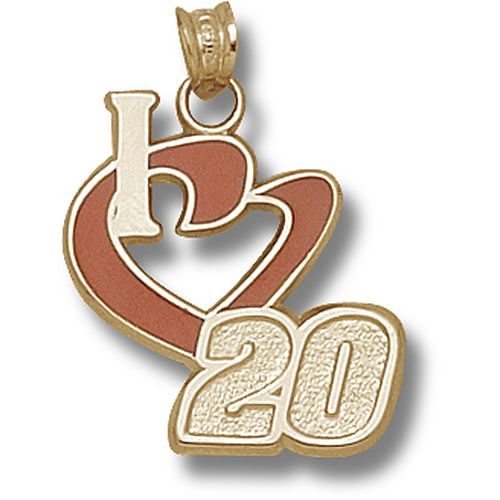 10k Yellow Gold Joey Logano #20 'I Heart 20' Nascar Heart Pendant