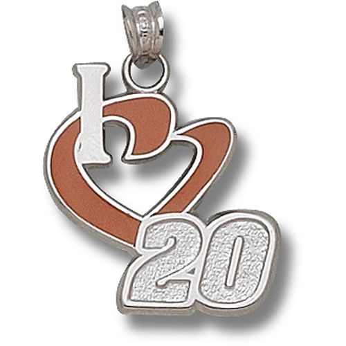 14k White Gold Joey Logano #20 'I Heart 20' Nascar Heart Pendant