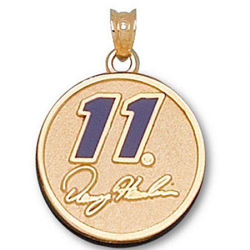 Signature Enameled Denny Hamlin #11 Round Nascar Pendant - 3/4