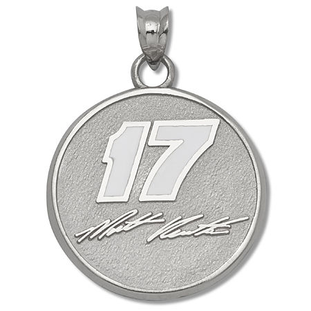 Sterling Silver Signature Enameled Matt Kenseth #17 Round Nascar Pendant - 3/4