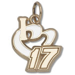14k Yellow Gold Matt Kenseth #17 'I Heart 17' Nascar Heart Pendant - 1/2