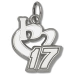 14k White Gold Matt Kenseth #17 'I Heart 17' Nascar Heart Pendant - 1/2