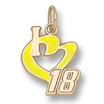 I Heart 18 Charm - Nascar - Racing in Gold Plated - Captivating