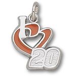 I Heart 20 Charm - Nascar - Racing in Sterling Silver - Amazing - Unisex Adult