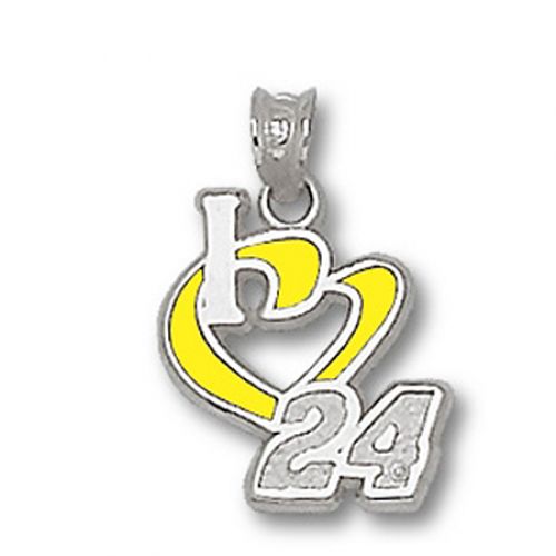 Sterling Silver Jeff Gordon #24 'I Heart 24' Nascar Heart Pendant - 1/2