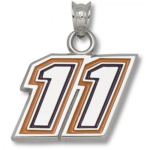10k White Gold #11 Denny Hamlin '11' Purple and Orange Enamel Nascar Pendant