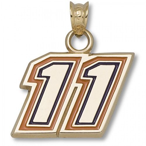 Officially Licensed #11 Denny Hamlin '11' Purple & Orange Enamel Nascar Pendant