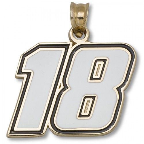 Officially Licensed #18 Kyle Busch '18' White and Black Enamel Nascar Pendant
