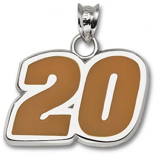 10k White Gold #20 Joey Logano '20' Orange Enamel Nascar Pendant