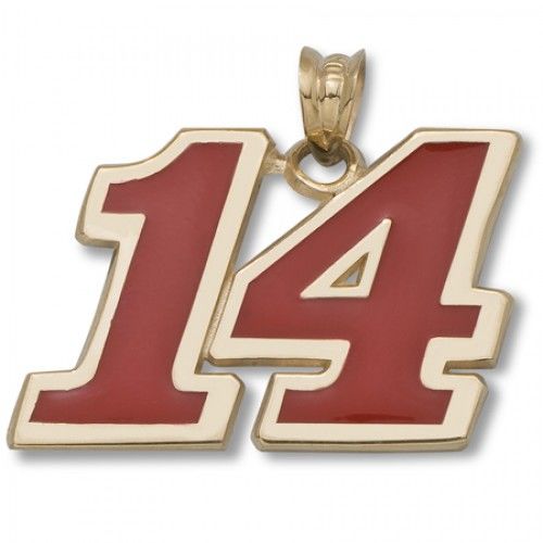 10k Yellow Gold Driver Tony Stewart #14 Enameled Red Nascar Pendant - 5/8