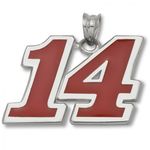 10k White Gold Driver Tony Stewart #14 Enameled Red Nascar Pendant - 5/8