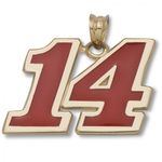 14k Yellow Gold Driver Tony Stewart #14 Enameled Red Nascar Pendant - 5/8