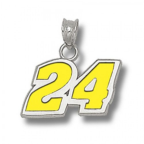 10k White Gold Driver Jeff Gordon #24 Navy Blue Enamel Nascar Pendant