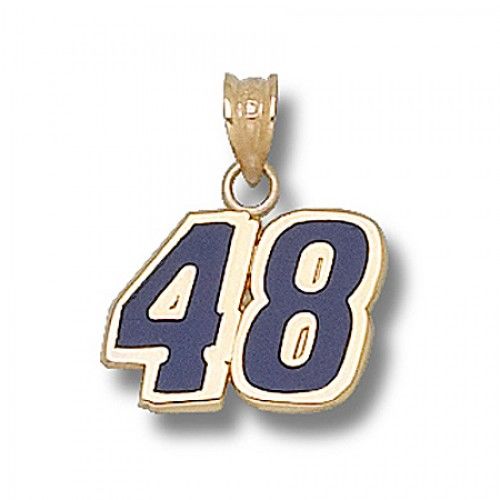 10k Yellow Gold Driver Jimmie Johnson #48 Navy Blue Enamel Nascar Pendant