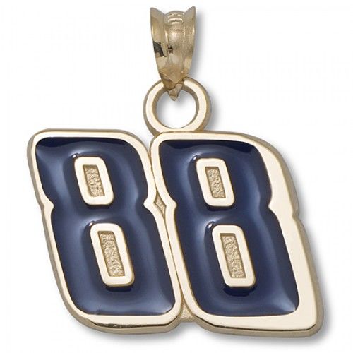 10k Yellow Gold Driver #88 Dale Earnhardt Jr Enameled Blue Nascar Pendant