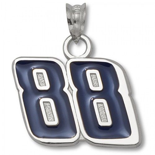 10k White Gold Driver #88dale Earnhardt Jr Enameled Blue Nascar Pendant