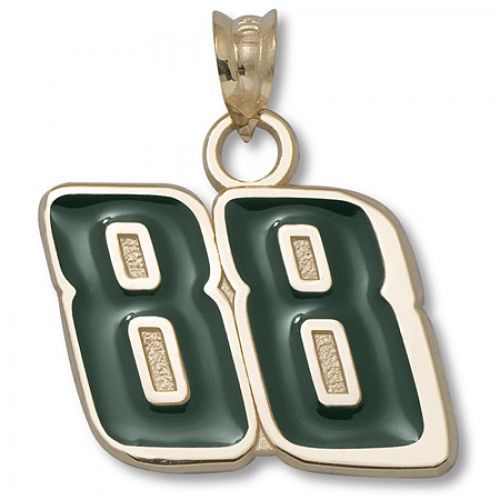 10k Yellow Gold Driver #88 Dale Earnhardt Jr Enameled Green Nascar Pendant