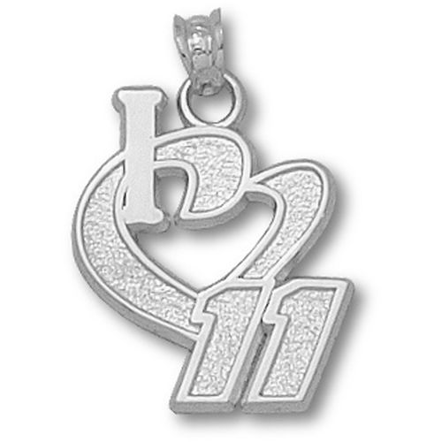 14k White Gold 'I Heart 11' #11 Denny Hamlin Nascar Heart Pendant