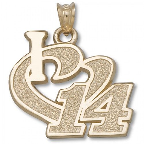 10k Yellow Gold 'I Heart 14' #14 Tony Stewart Nascar Heart Pendant