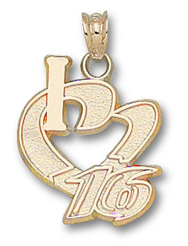 14k Yellow Gold 'I Heart 16' #16 Greg Biffle Nascar Heart Pendant