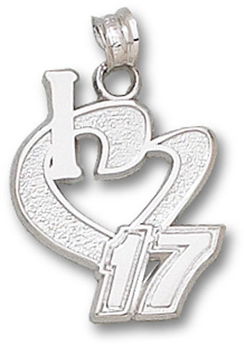 Sterling Silver 'I Heart 17' #17 Matt Kenseth Nascar Heart Pendant