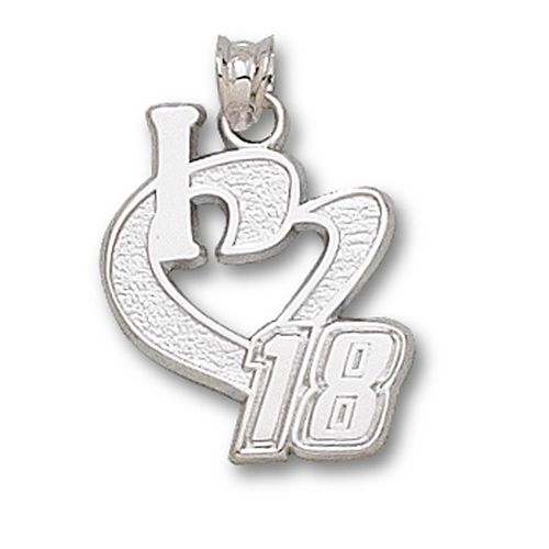 10k White Gold 'I Heart 18' #18 Kyle Busch Nascar Heart Pendant