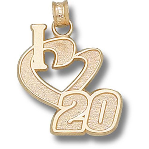 10k Yellow Gold 'I Heart 20' #20 Joey Logano Nascar Heart Pendant