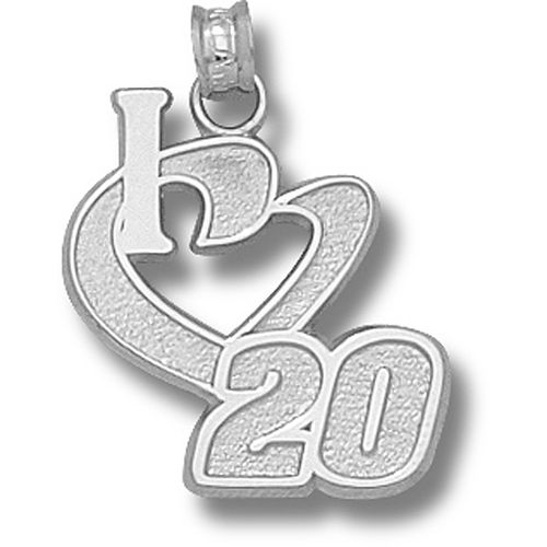 Sterling Silver 'I Heart 20' #20 Joey Logano Nascar Heart Pendant