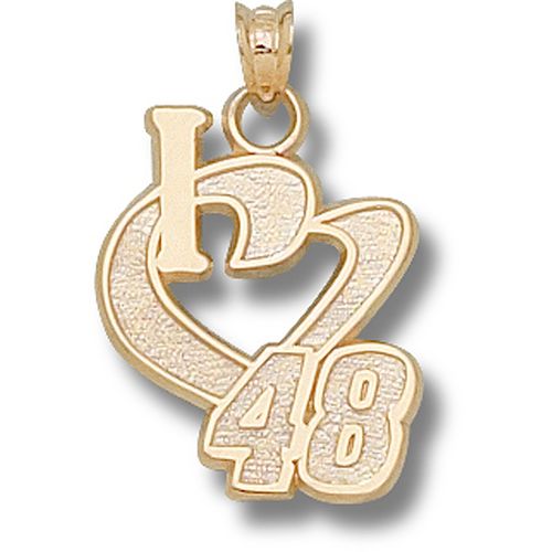 10k Yellow Gold 'I Heart 44' #48 Jimmie Johnson Nascar Heart Pendant