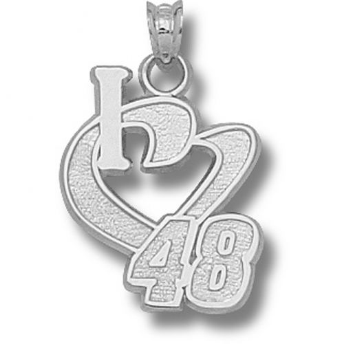 10k White Gold 'I Heart 44' #48 Jimmie Johnson Nascar Heart Pendant