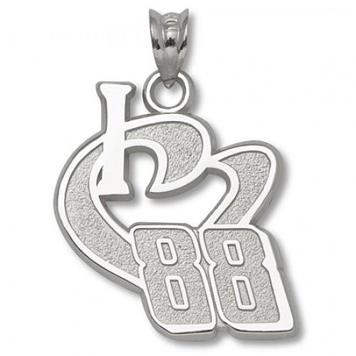 10k White Gold 'I Heart 88' #88 Dale Earnhardt, Jr. Nascar Heart Pendant