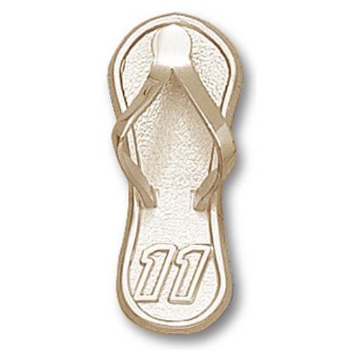 10k Yellow Gold Denny Hamlin #11 Nascar Flip Flop Pendant - 1"" New
