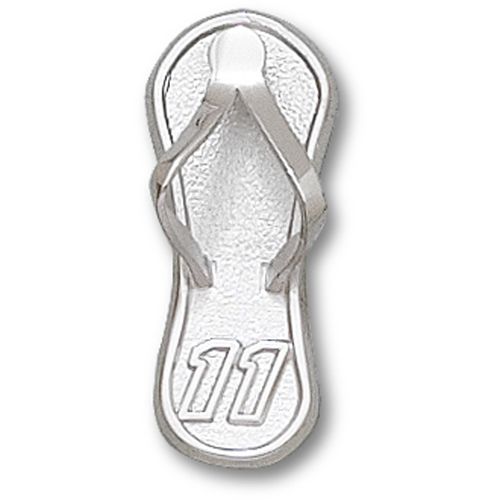 10k White Gold Denny Hamlin #11 Nascar Flip Flop Pendant - 1"" New