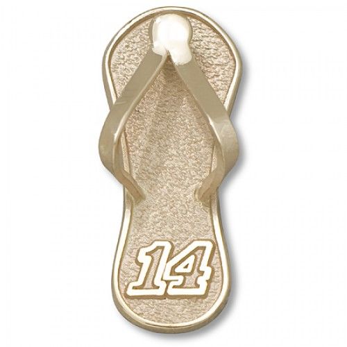 10k Yellow Gold Tony Stewart #14 Nascar Flip Flop Pendant - 1"" New