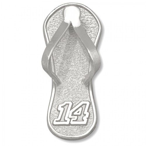 10k White Gold Tony Stewart #14 Nascar Flip Flop Pendant - 1"" New