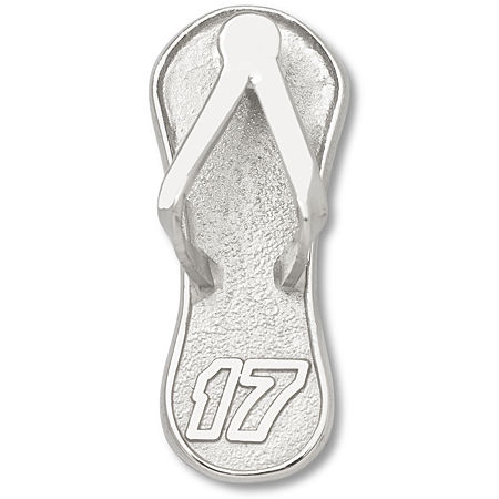 10k White Gold Matt Kenseth #17 Nascar Flip Flop Pendant - 1"" New