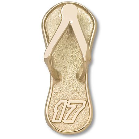 14k Yellow Gold Matt Kenseth #17 Nascar Flip Flop Pendant - 1"" New