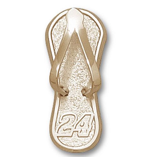 10k Yellow Gold Jeff Gordon #24 Nascar Flip Flop Pendant - 1"" New