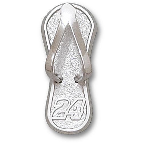 10k White Gold Jeff Gordon #24 Nascar Flip Flop Pendant - 1"" New