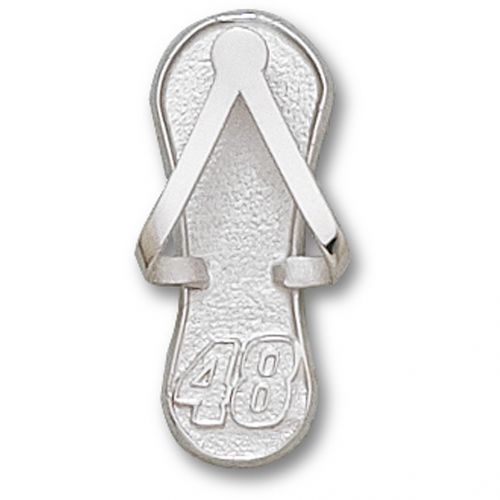 10k White Gold Jimmie Johnson #48 Nascar Flip Flop Pendant - 1"" New