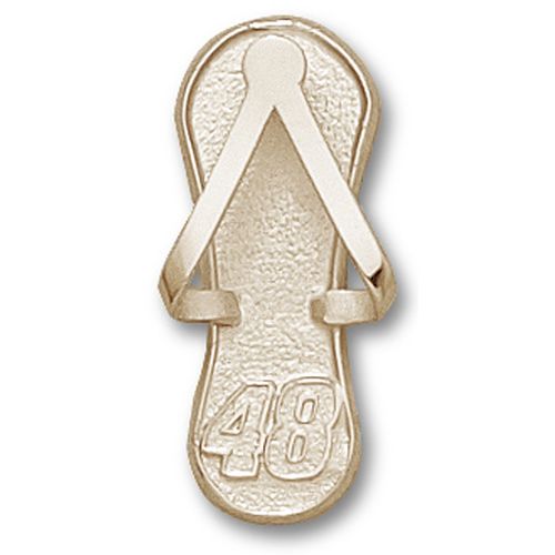 14k Yellow Gold Jimmie Johnson #48 Nascar Flip Flop Pendant - 1"" New