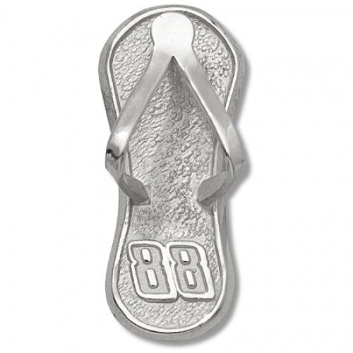 10k White Gold Dale Earnhardt, Jr. #88 Nascar Flip Flop Pendant - 1"" New