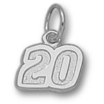 Number 20 Charm - Nascar - Racing in White Gold - 10kt - Glamorous